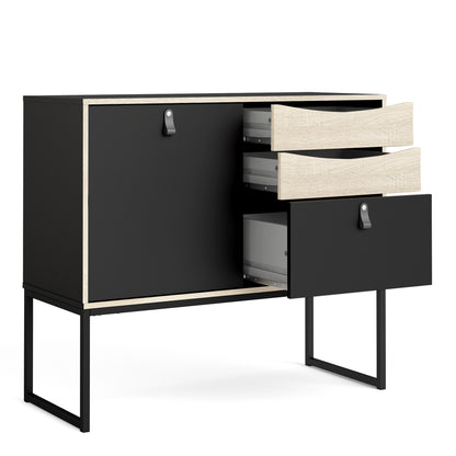 Stubbe Sideboard with 1 door + 3 drawers in Matt Black Oak