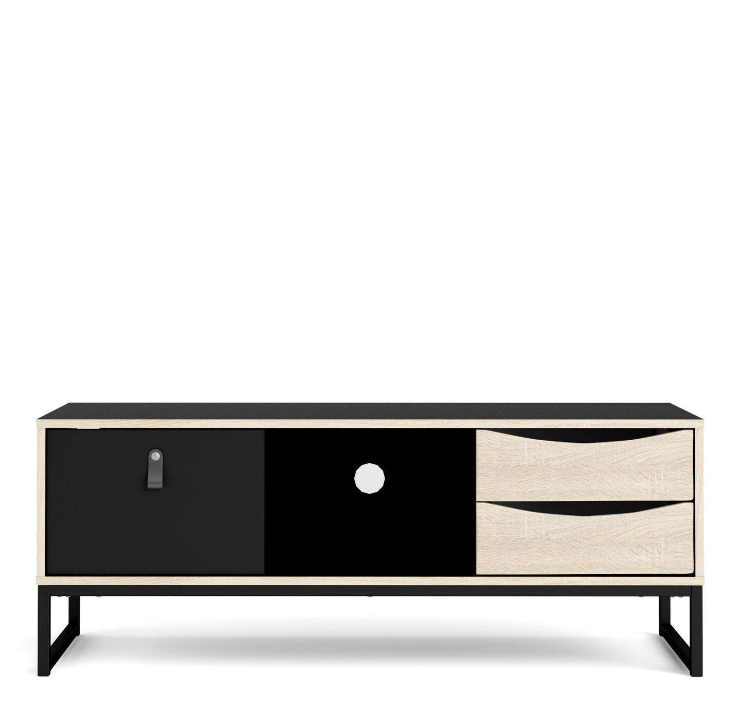 Stubbe TV Unit 1+2 drawers and open shelf in Matt Black Oak