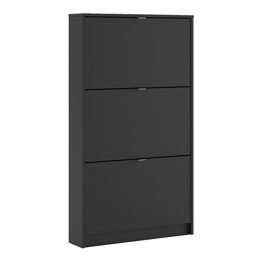 Shoes Shoe cabinet w. 3 tilting doors and 1 layer in Matt Black