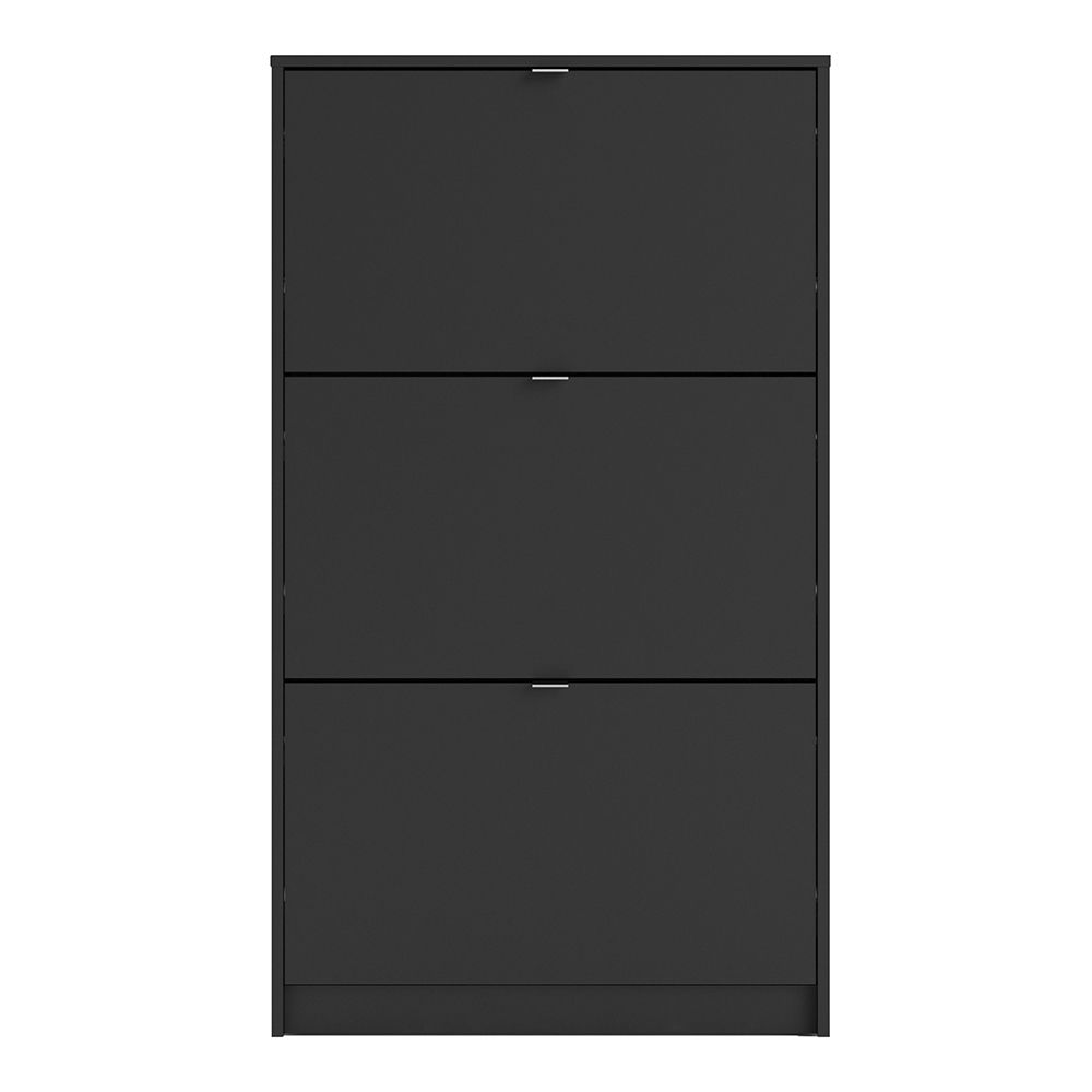 Shoes Shoe cabinet w. 3 tilting doors and 1 layer in Matt Black