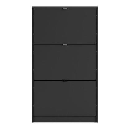 Shoes Shoe cabinet w. 3 tilting doors and 1 layer in Matt Black