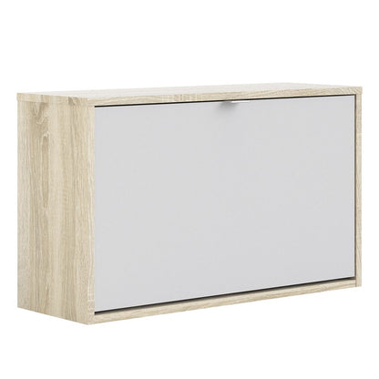 Shoes Shoe cabinet w. 1 tilting door and 2 layers Oak structure White