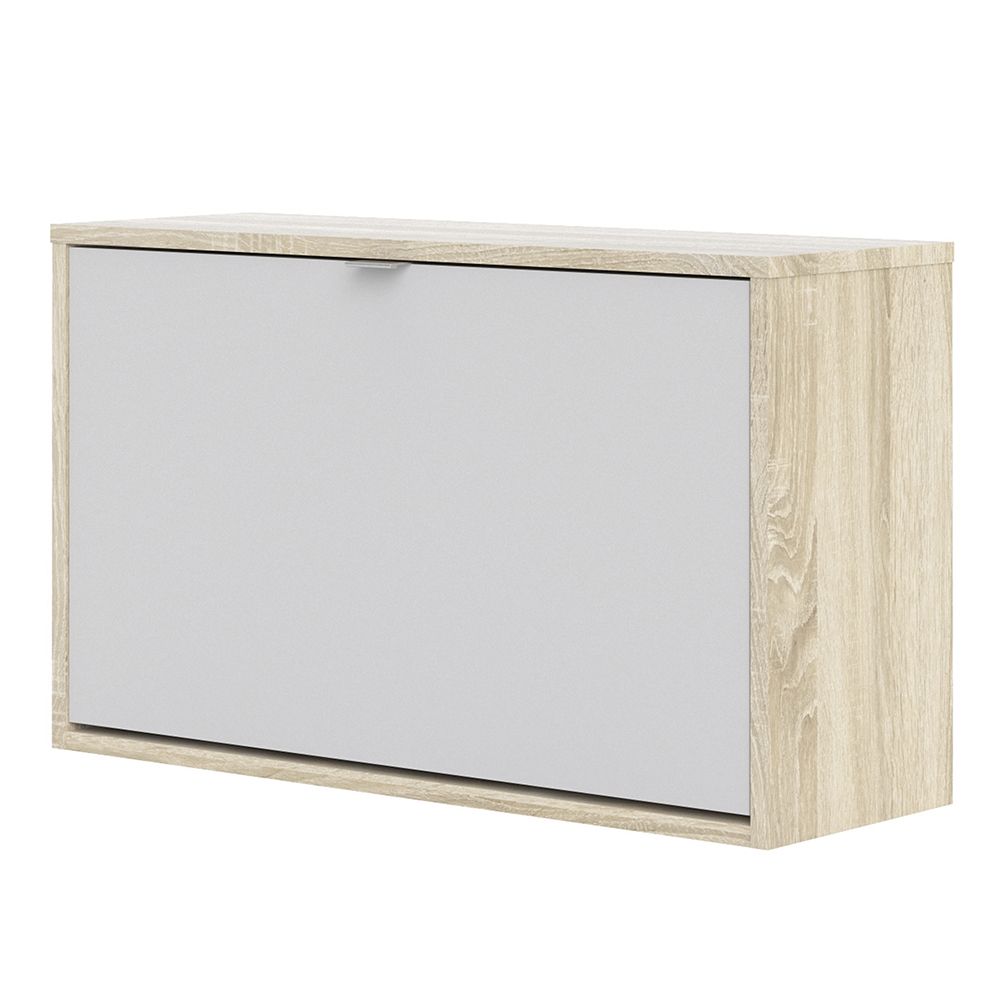 Shoes Shoe cabinet w. 1 tilting door and 2 layers Oak structure White