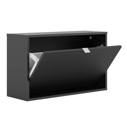 Shoes Shoe cabinet w. 1 tilting door and 2 layers in Matt Black