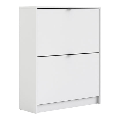 Shoes Shoe cabinet w. 2 tilting doors and 2 layers in White