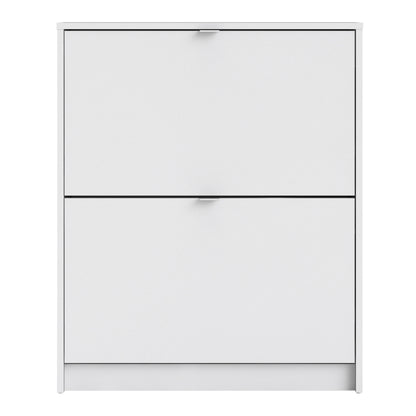 Shoes Shoe cabinet w. 2 tilting doors and 2 layers in White