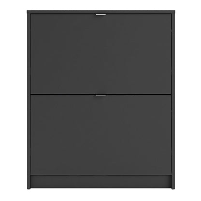 Shoes Shoe cabinet w. 2 tilting doors and 2 layers in Matt Black