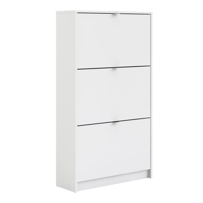 Shoes Shoe cabinet w. 3 tilting doors and 2 layers in White