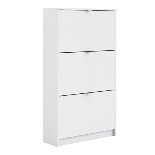 Shoes Shoe cabinet w. 3 tilting doors and 2 layers in White