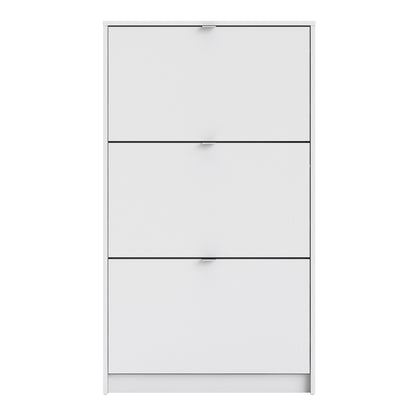 Shoes Shoe cabinet w. 3 tilting doors and 2 layers in White