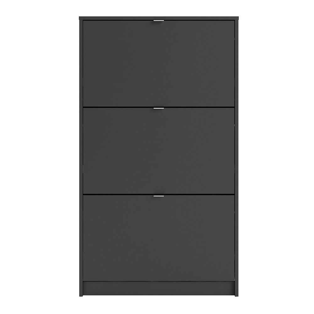 Shoes Shoe cabinet w. 3 tilting doors and 2 layers in Matt Black