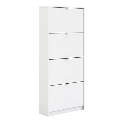 Shoes Shoe cabinet w. 4 tilting doors and 2 layers in White