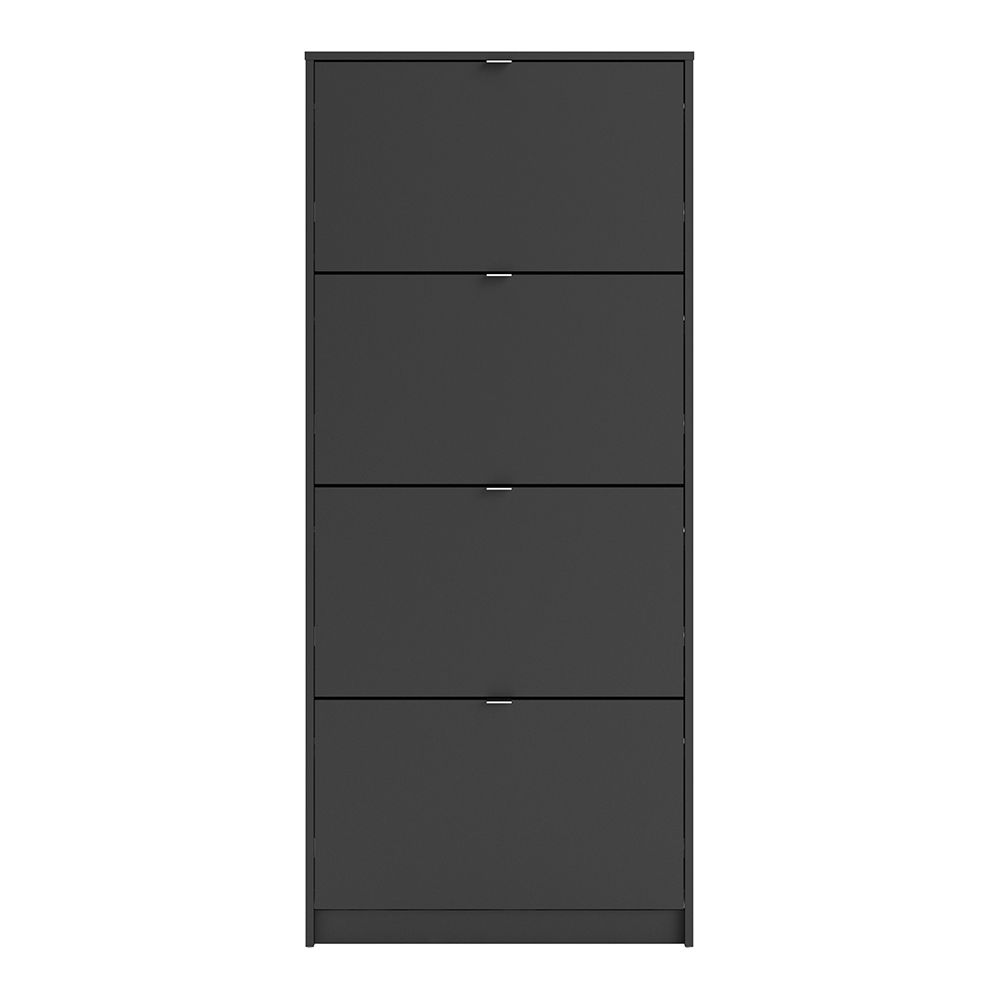 Shoes Shoe cabinet w. 4 tilting doors and 2 layers in Matt Black