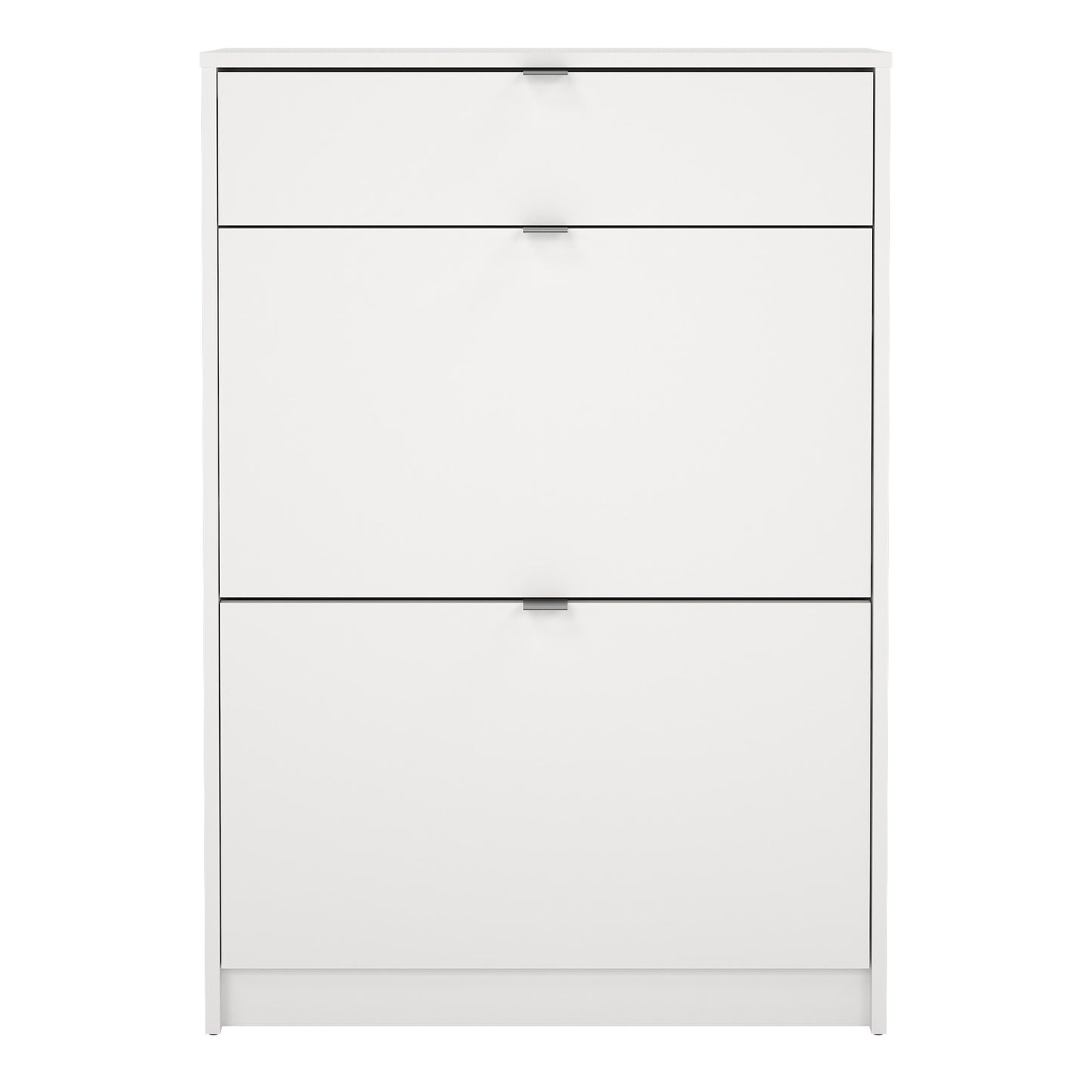 Shoe Cabinet 2 Flip Down Doors + 1 Drawer in White