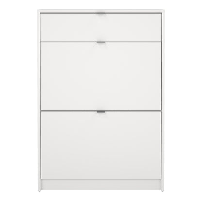 Shoe Cabinet 2 Flip Down Doors + 1 Drawer in White