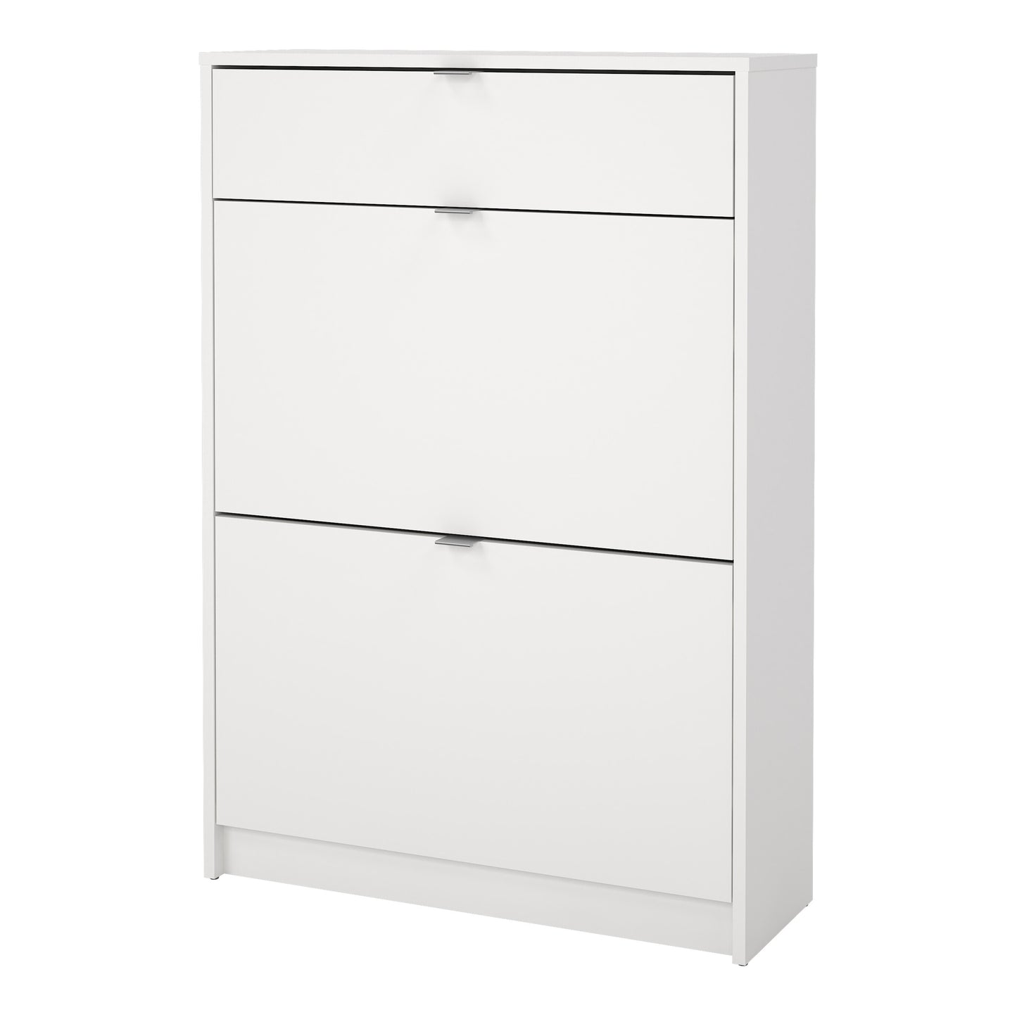 Shoe Cabinet 2 Flip Down Doors + 1 Drawer in White