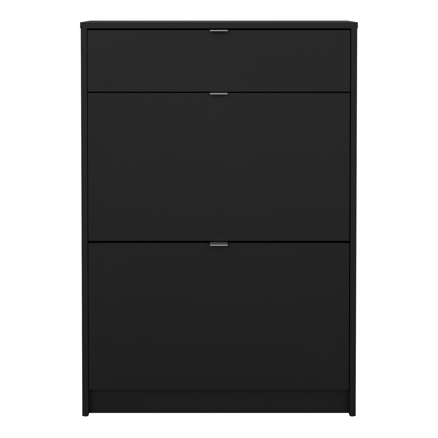 Shoe Cabinet 2 Flip Down Doors + 1 Drawer in Matt Black