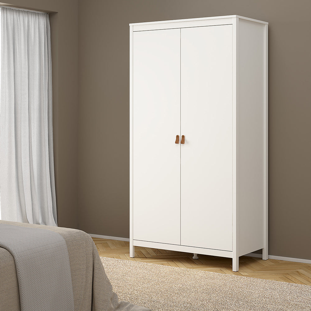 Barcelona 3 Piece Bundle, Bedside, Chest and 2 Door Wardrobe in White