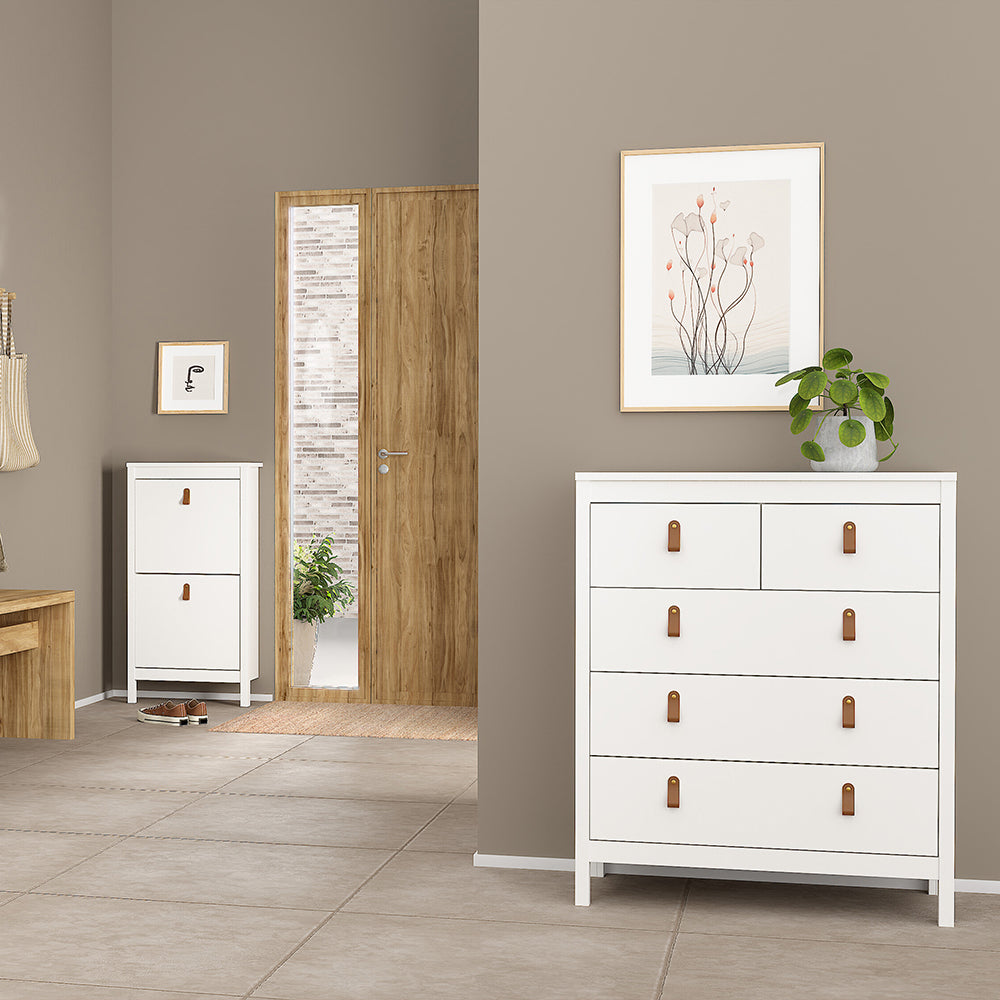 Barcelona 3 Piece Bundle, Bedside, Chest and 2 Door Wardrobe in White