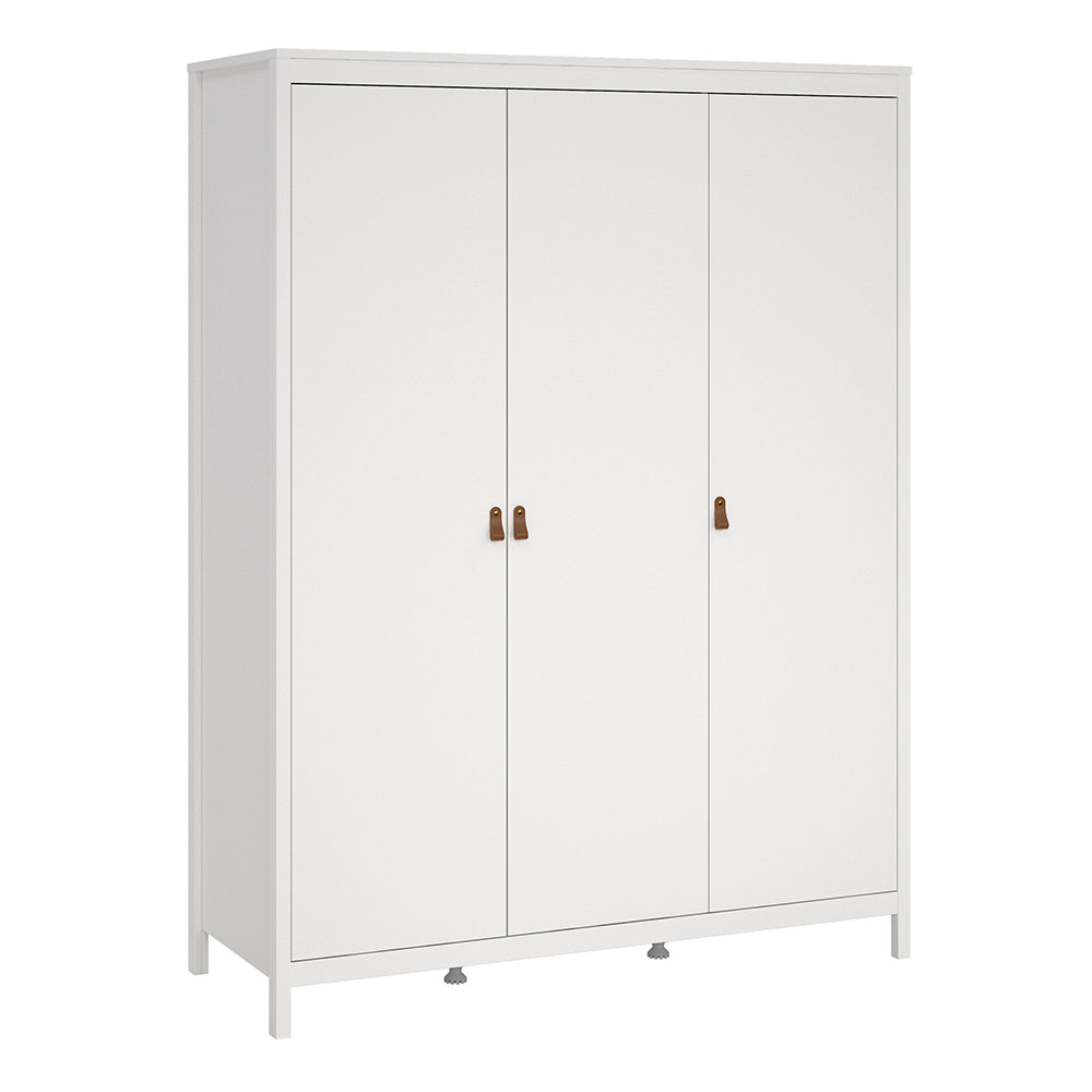 Barcelona 3 Piece Bundle, Bedside, Chest and 3 Door Wardrobe in White