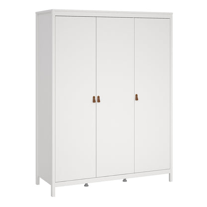 Barcelona 3 Piece Bundle, Bedside, Chest and 3 Door Wardrobe in White