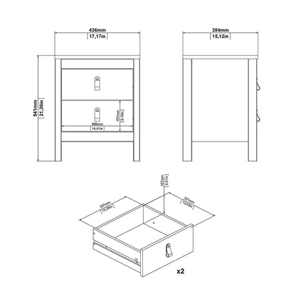 Barcelona 3 Piece Bundle, Bedside, Chest and 3 Door Wardrobe in White