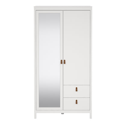 Barcelona Wardrobe with 1 door + 1 mirror door + 2 drawers White