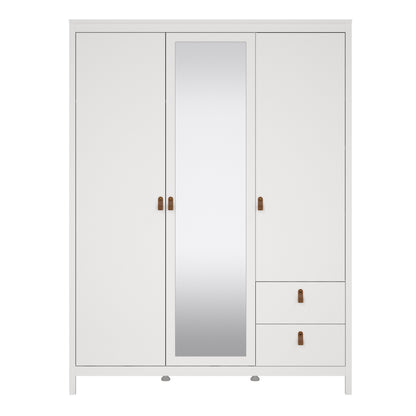 Barcelona Wardrobe with 2 doors + 1 mirror door + 2 drawers White