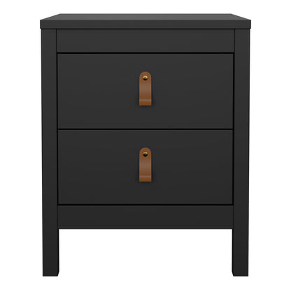 Barcelona Bedside Table 2 drawers in Matt Black