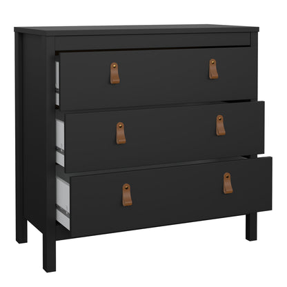 Barcelona Chest 3 drawers in Matt Black