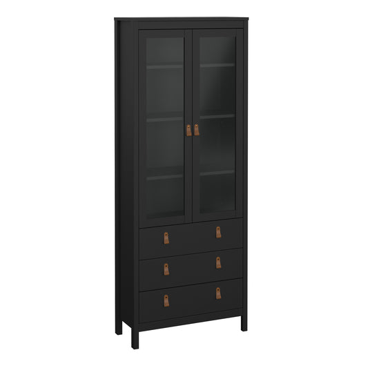 Barcelona China cabinet 2 doors w/glass + 3 drawers in Matt Black