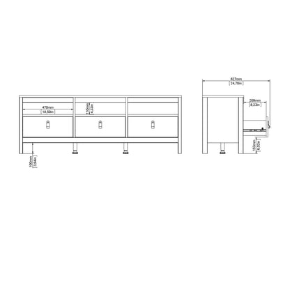 Barcelona Tv-unit 3 drawers in White