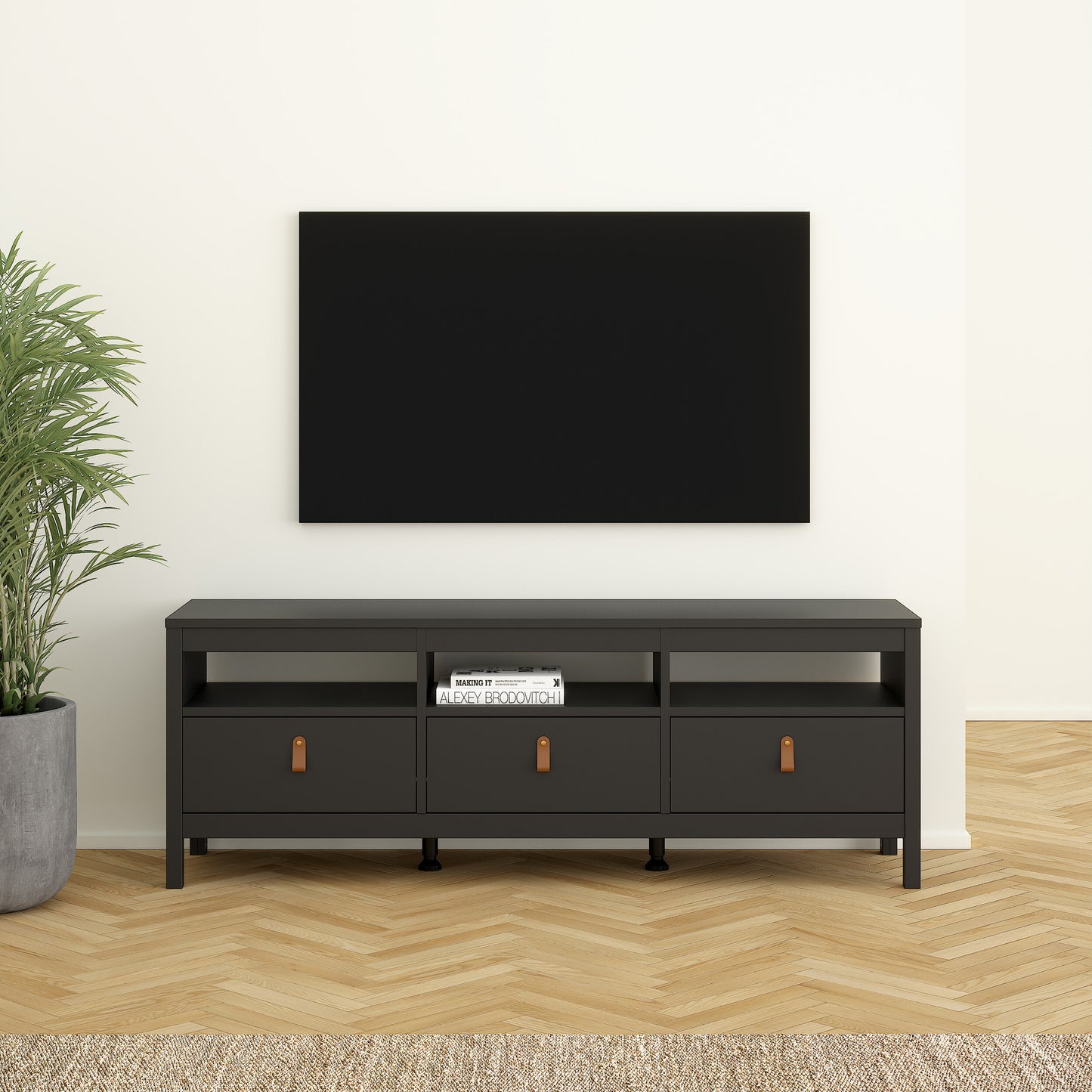 Barcelona Tv-unit 3 drawers in Matt Black