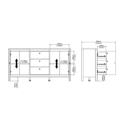 Barcelona Sideboard 2 doors + 3 drawers  in Matt Black