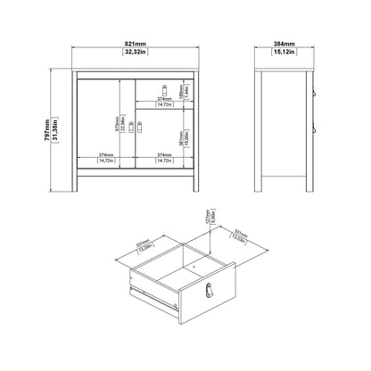 Barcelona Sideboard 2 doors + 1 drawer in White