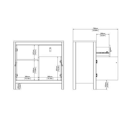 Barcelona Sideboard 2 doors + 1 drawer in White