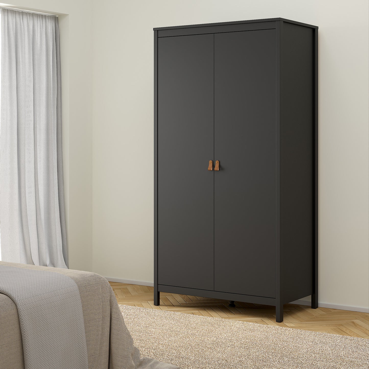 Barcelona Wardrobe with 2 doors in Matt Black