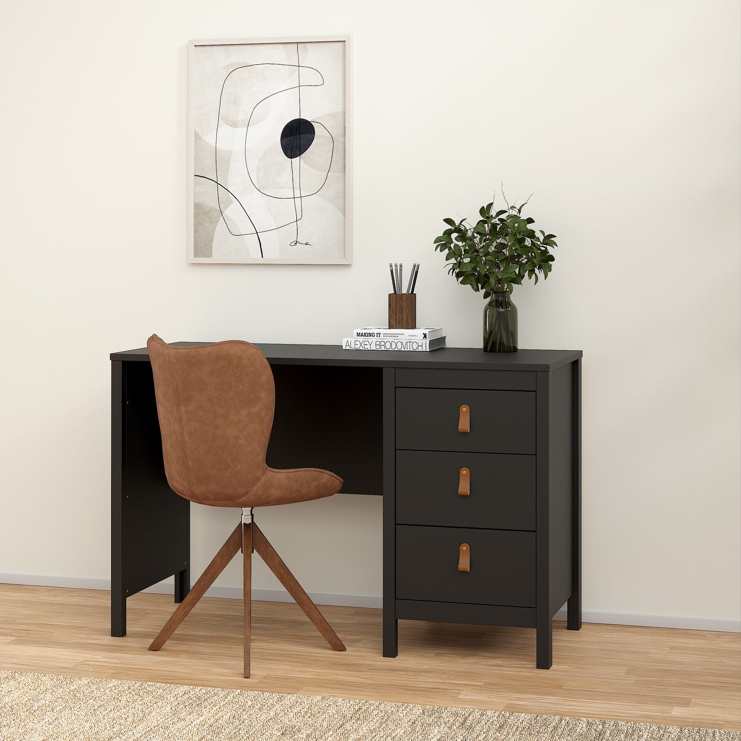 Barcelona Desk 3 drawers Matt Black