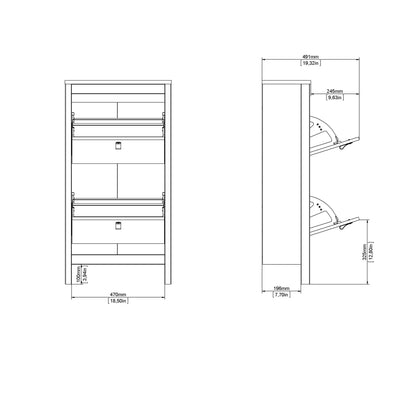 Barcelona Shoe Cabinet 2 Flap Door White