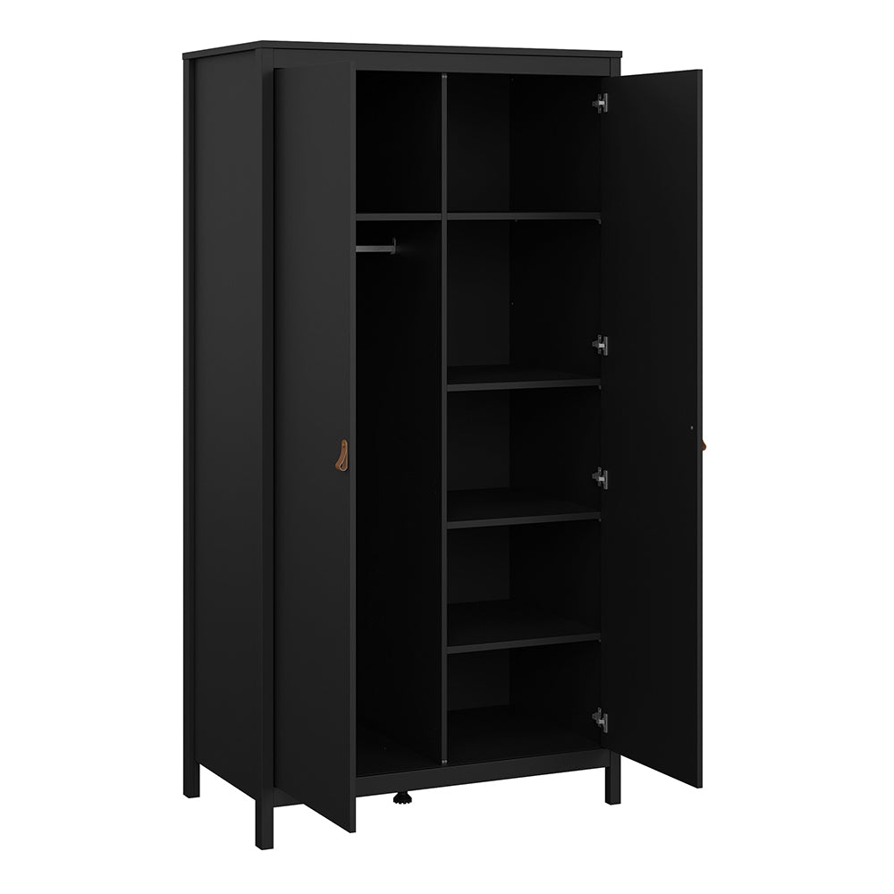 Barcelona 3 Piece Bundle, Bedside, Chest and 2 Door Wardrobe in Matt Black