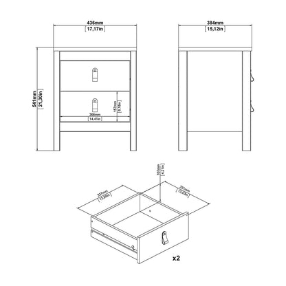 Barcelona 3 Piece Bundle, Bedside, Chest and 2 Door Wardrobe in Matt Black