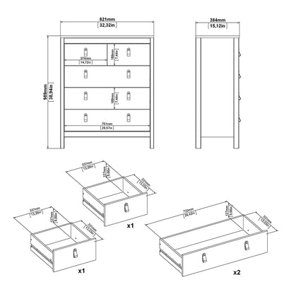 Barcelona 3 Piece Bundle, Bedside, Chest and 2 Door Wardrobe in Matt Black