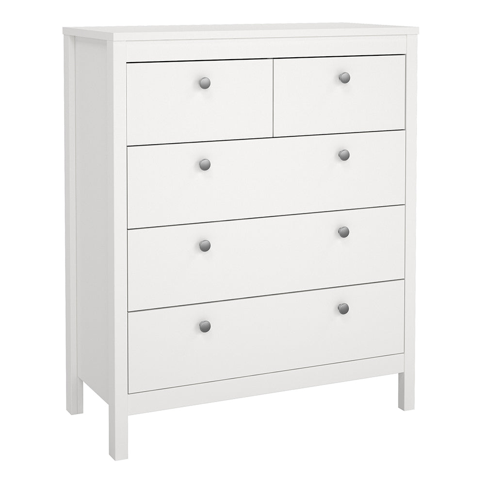 Madrid 3 Piece Bundle, Bedside, Chest and 2 Door Wardrobe in White