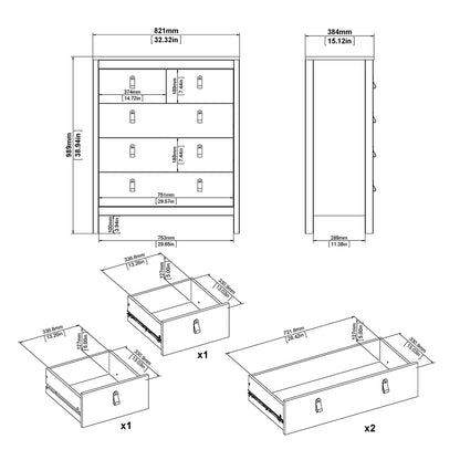 Madrid 3 Piece Bundle, Bedside, Chest and 2 Door Wardrobe in White