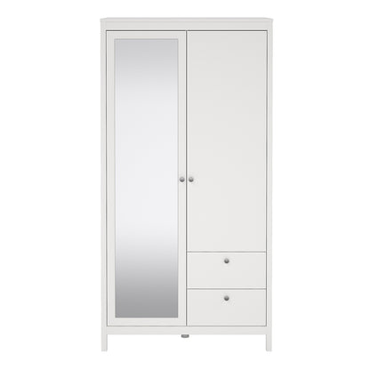 Madrid Wardrobe with 1 door + 1 mirror door + 2 drawers White