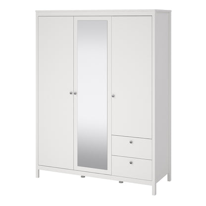 Madrid Wardrobe with 2 doors + 1 mirror door + 2 drawers White