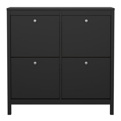 Madrid Shoe cabinet 4 Compartments in Matt Black