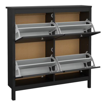 Madrid Shoe cabinet 4 Compartments in Matt Black