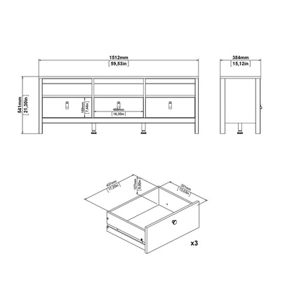 Madrid Tv-unit 3 drawers in White