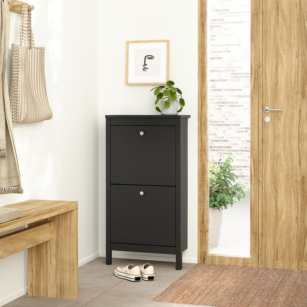 Madrid Shoe Cabinet 2 flap doors Matt Black